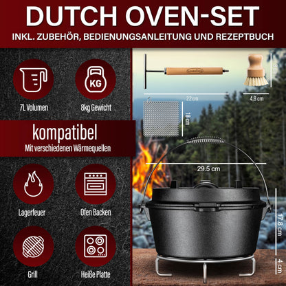 GUSSKÖNIG Dutch OvenOhne Füßen+RingreinigerGusskönig