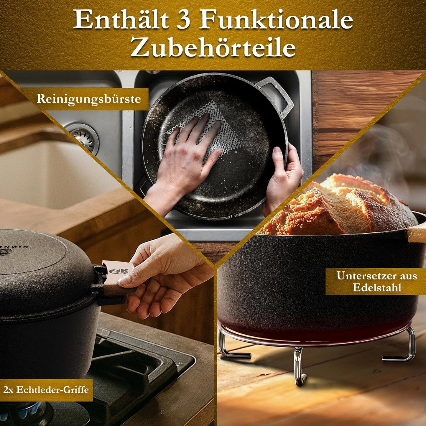 2in1 Gusseisen Brotbackform - inkl. Kochbuch & Zubehör