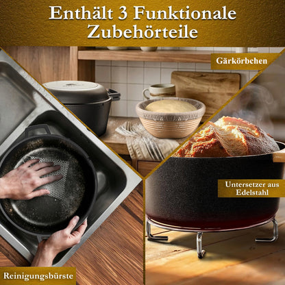 2in1 Gusseisen Brotbackform - inkl. Kochbuch & Zubehör
