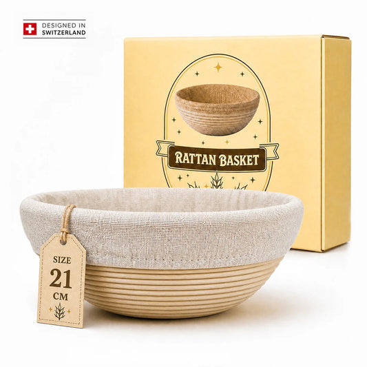 GUSSKÖNIG Gärkörbchen Rund aus Rattan – Brot Gärkorb für Sauerteig, atmungsaktiv & optimale Teiggare