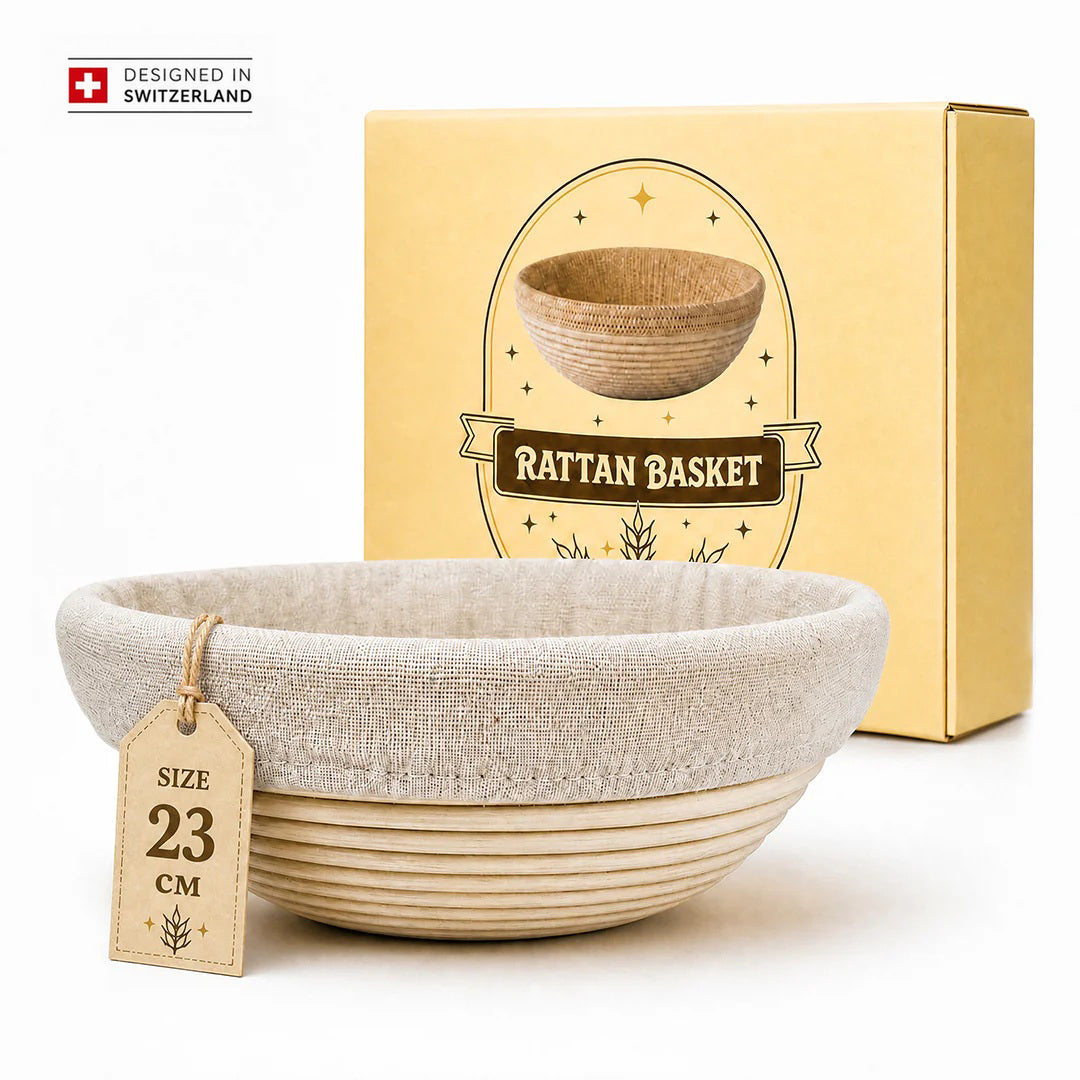 GUSSKÖNIG Gärkörbchen Rund aus Rattan – Brot Gärkorb für Sauerteig, atmungsaktiv & optimale Teiggare
