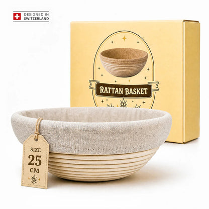 GUSSKÖNIG Gärkörbchen Rund aus Rattan – Brot Gärkorb für Sauerteig, atmungsaktiv & optimale Teiggare