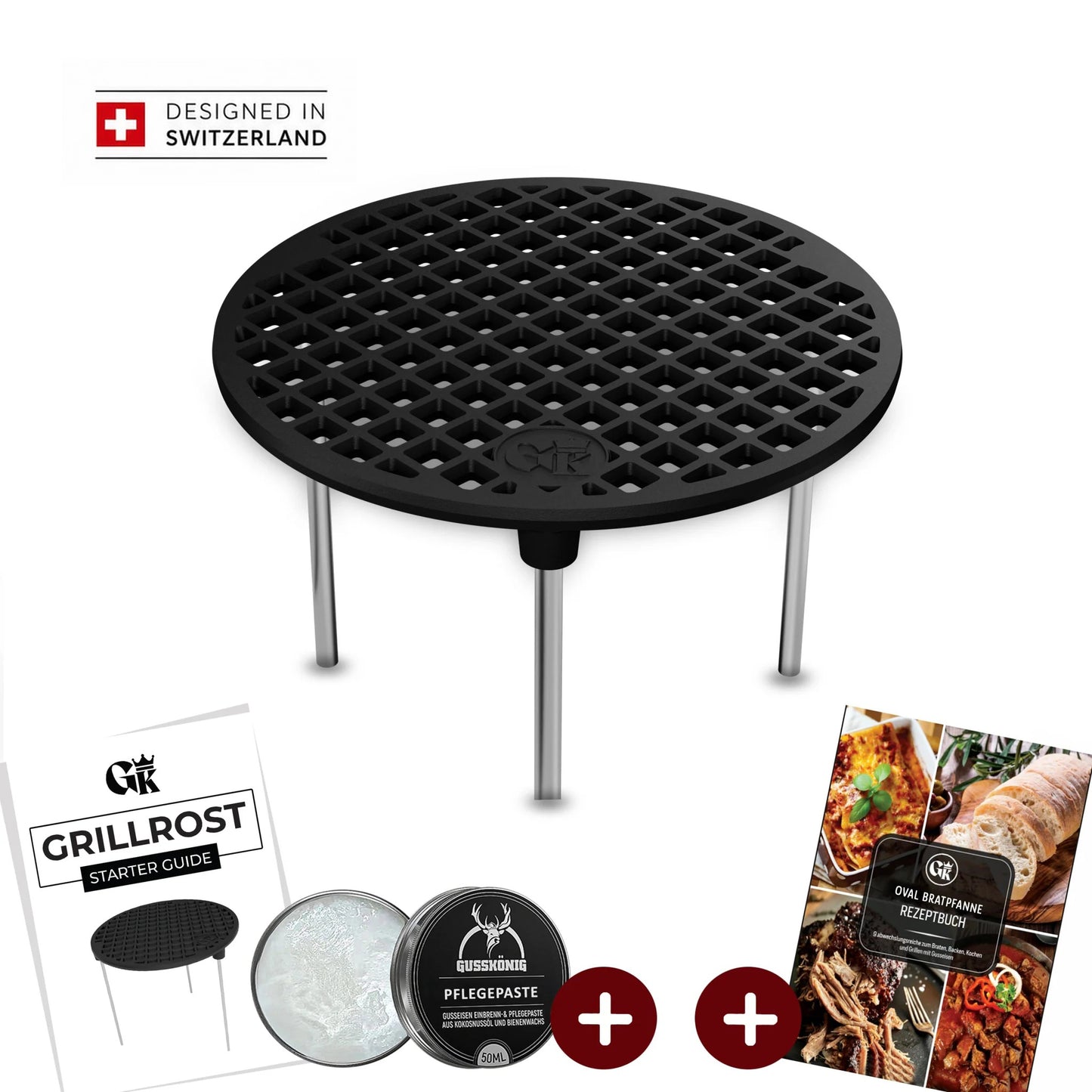 Gusseisen Grillrost Ø30 cm mit Beinen – Dreibein