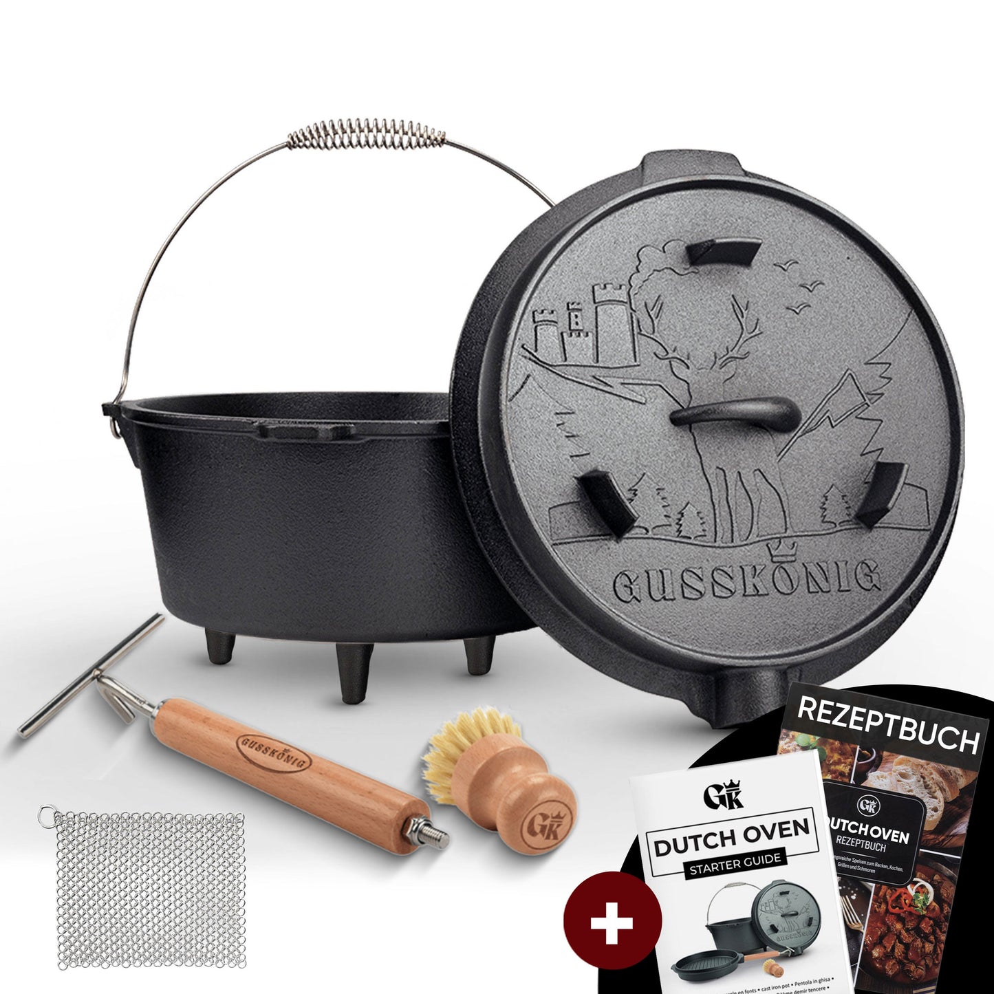 GUSSKÖNIG Dutch OvenMit Füßen+RingreinigerGusskönig