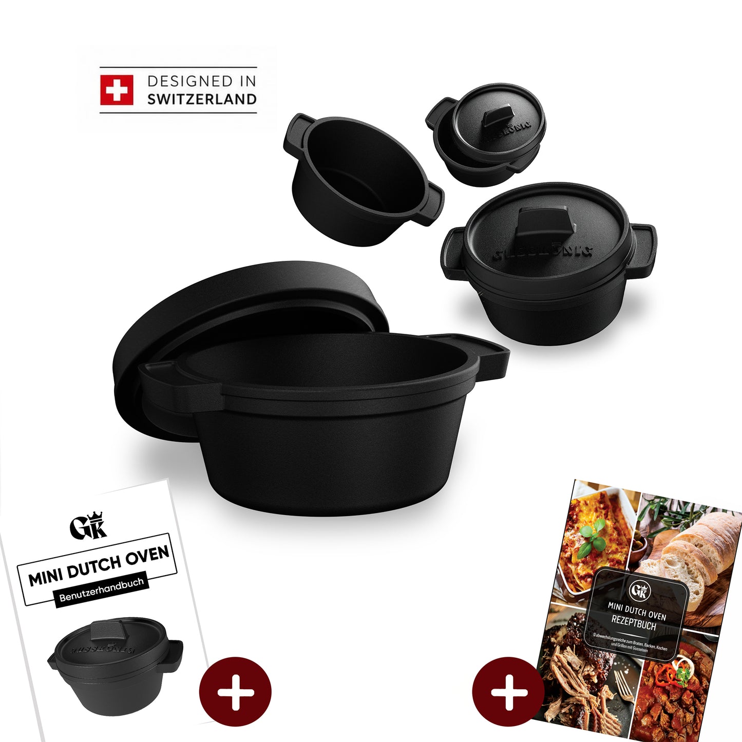 Dutch Oven Set Mini- 300ml Gusseisen Mini Topf mit Deckel