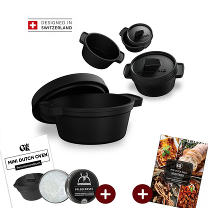 Dutch Oven Set Mini- 300ml Gusseisen Mini Topf mit Deckel