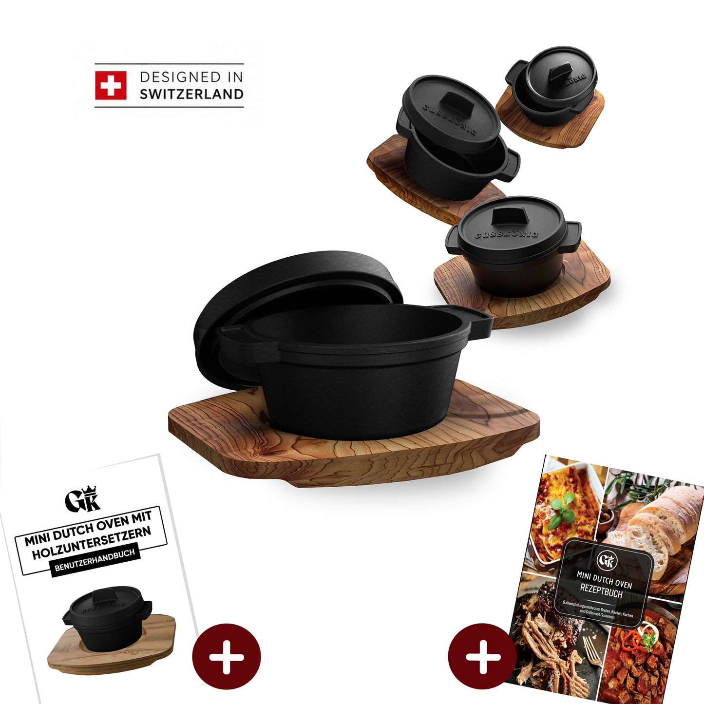 Dutch Oven Set Mini- 300ml Gusseisen Mini Topf mit Deckel
