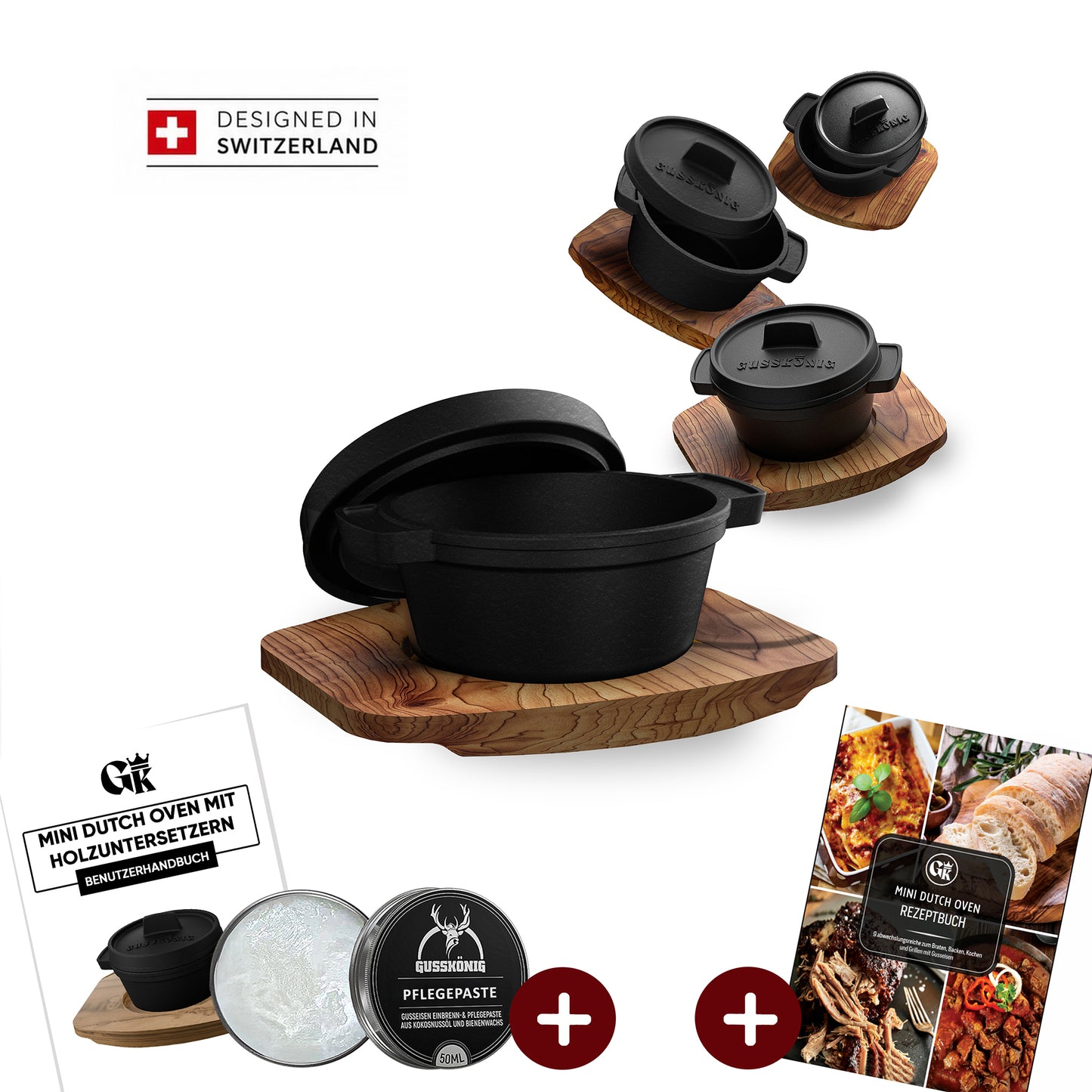 Dutch Oven Set Mini- 300ml Gusseisen Mini Topf mit Deckel