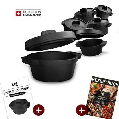 Dutch Oven Set Mini- 300ml Gusseisen Mini Topf mit Deckel