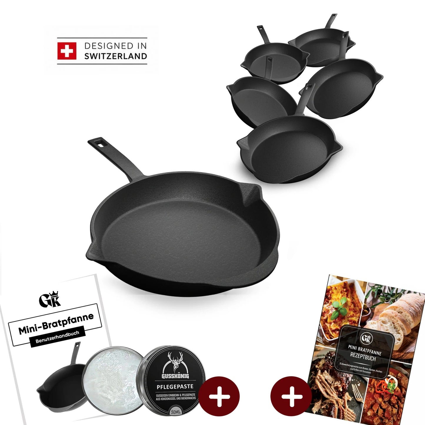 Gusseisen-Grillpfännchen 6er Set – Mini-Pfannen