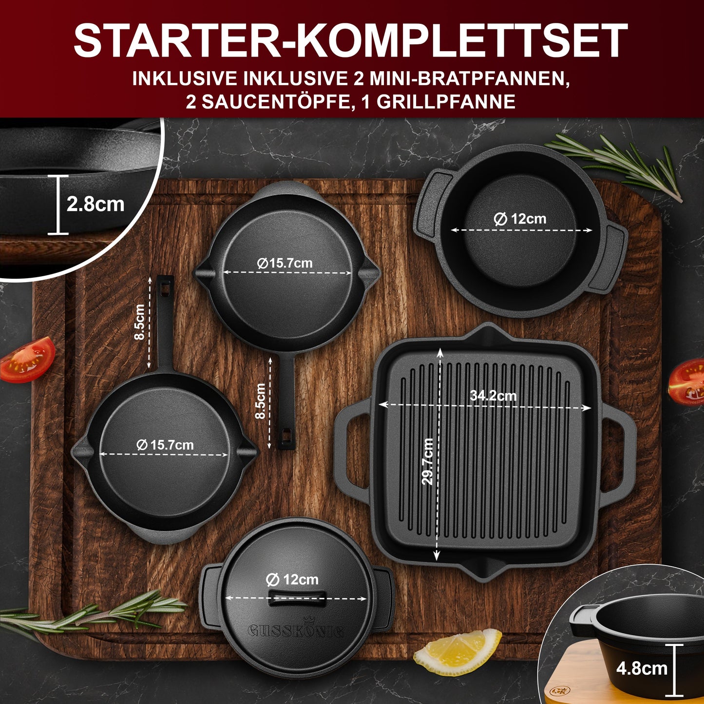 Dutch Oven Set | Gusseisen Kochgeschirr Set | GussKönig®
