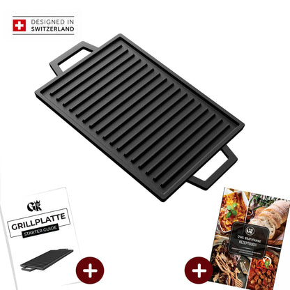 Rechteckige Gusseisen Grillplatte  (33 cm)