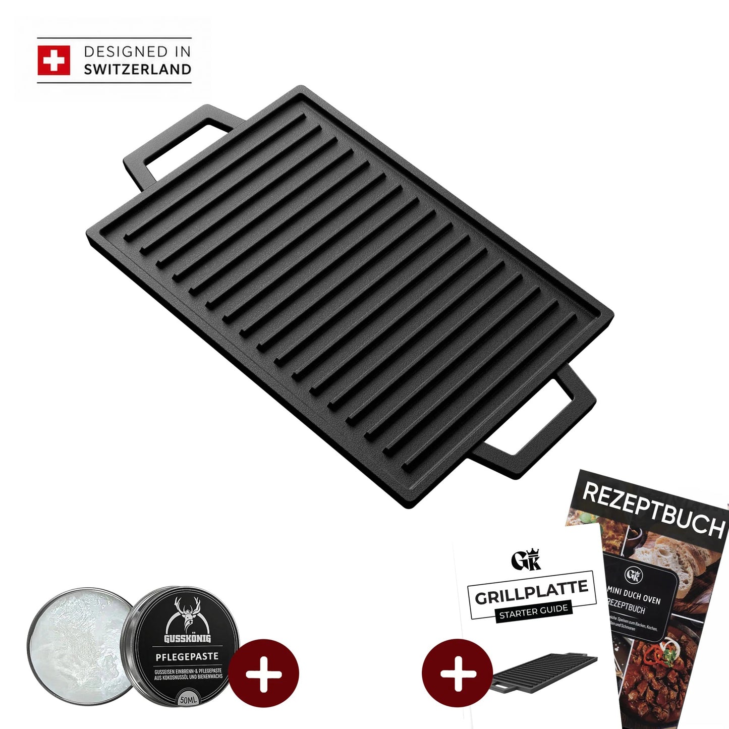 Rechteckige Gusseisen Grillplatte  (33 cm)