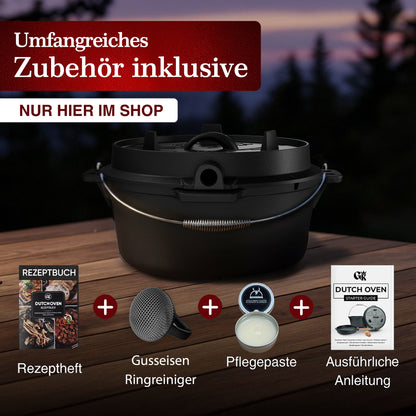 GUSSKÖNIG Dutch OvenOhne Füßen+SchrubberGusskönig