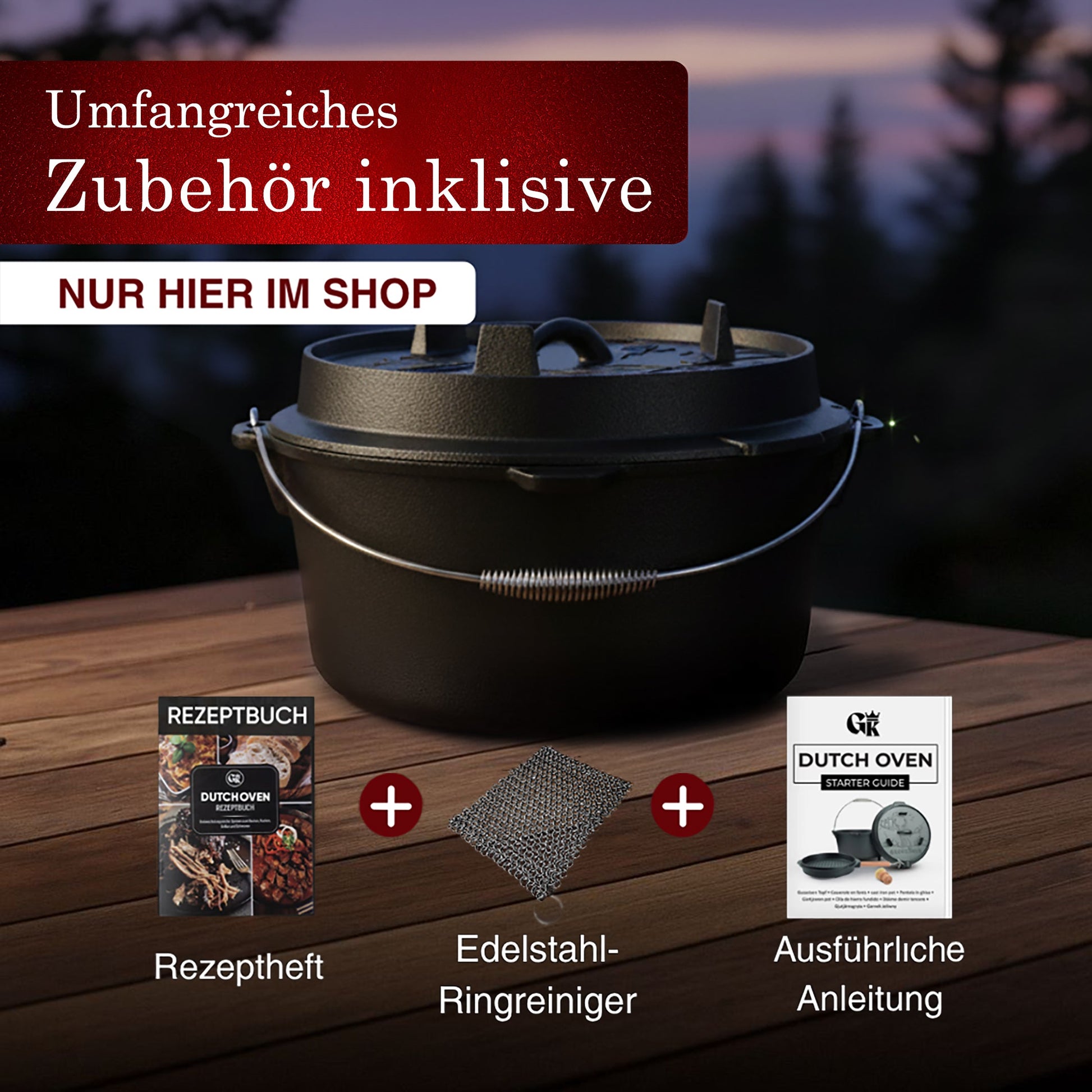 GUSSKÖNIG Dutch OvenOhne Füßen+RingreinigerGusskönig