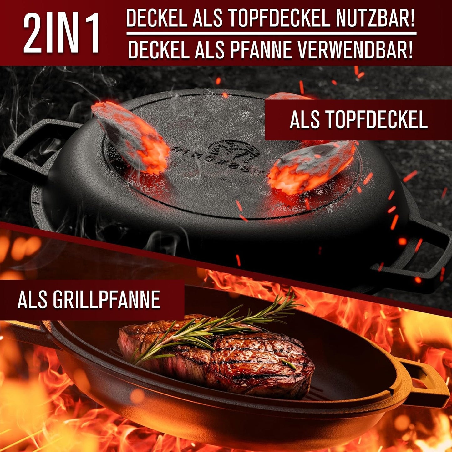Dutch Oven 2in1Mit PflegepasteGusskönig