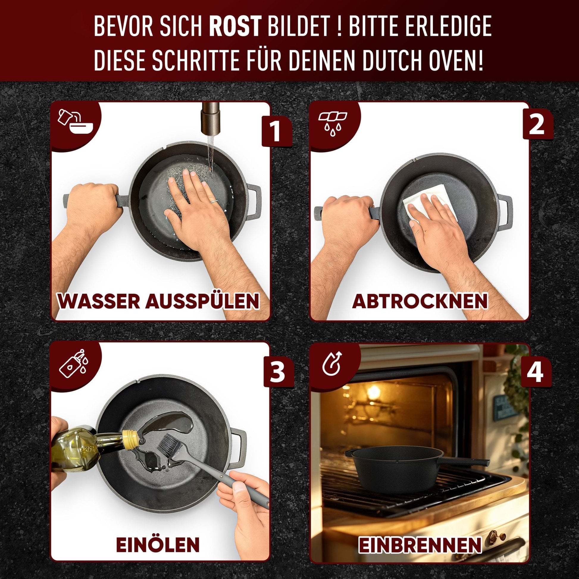 Dutch Oven 2in1Mit PflegepasteGusskönig