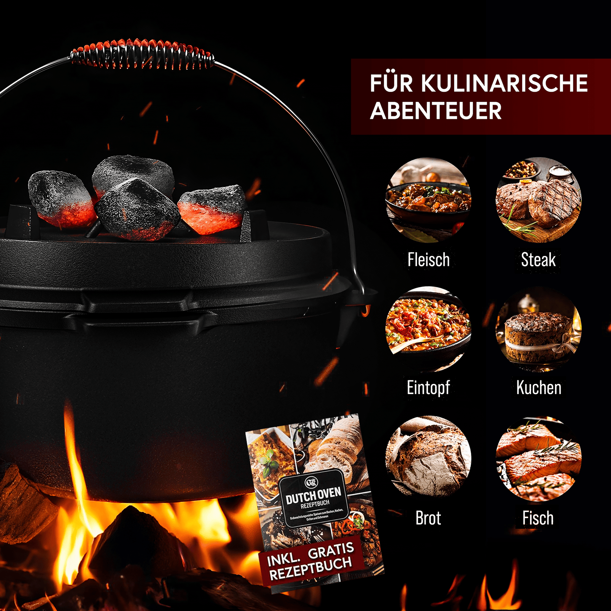 Dutch Oven KlassischOhne Füßen+PflegepasteGusskönig