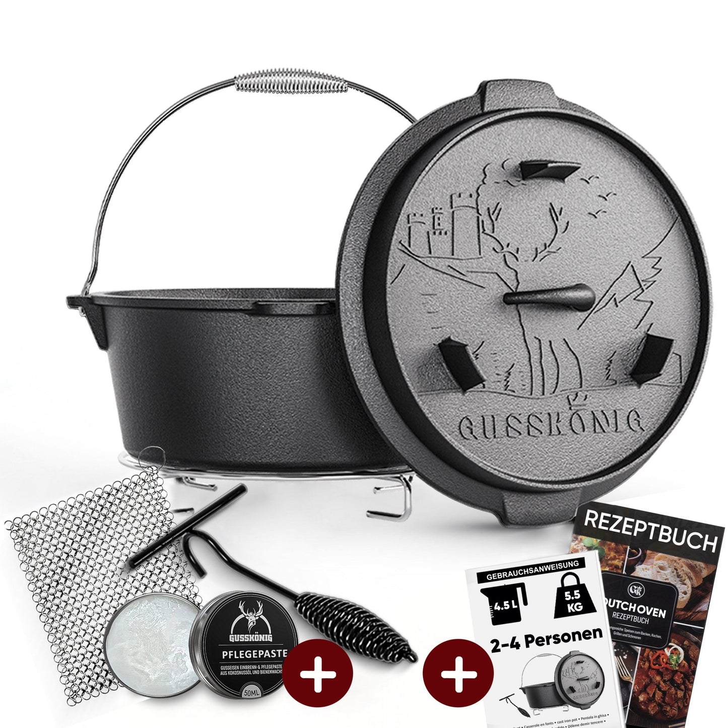 Dutch Oven KlassischOhne Füßen+PflegepasteGusskönig