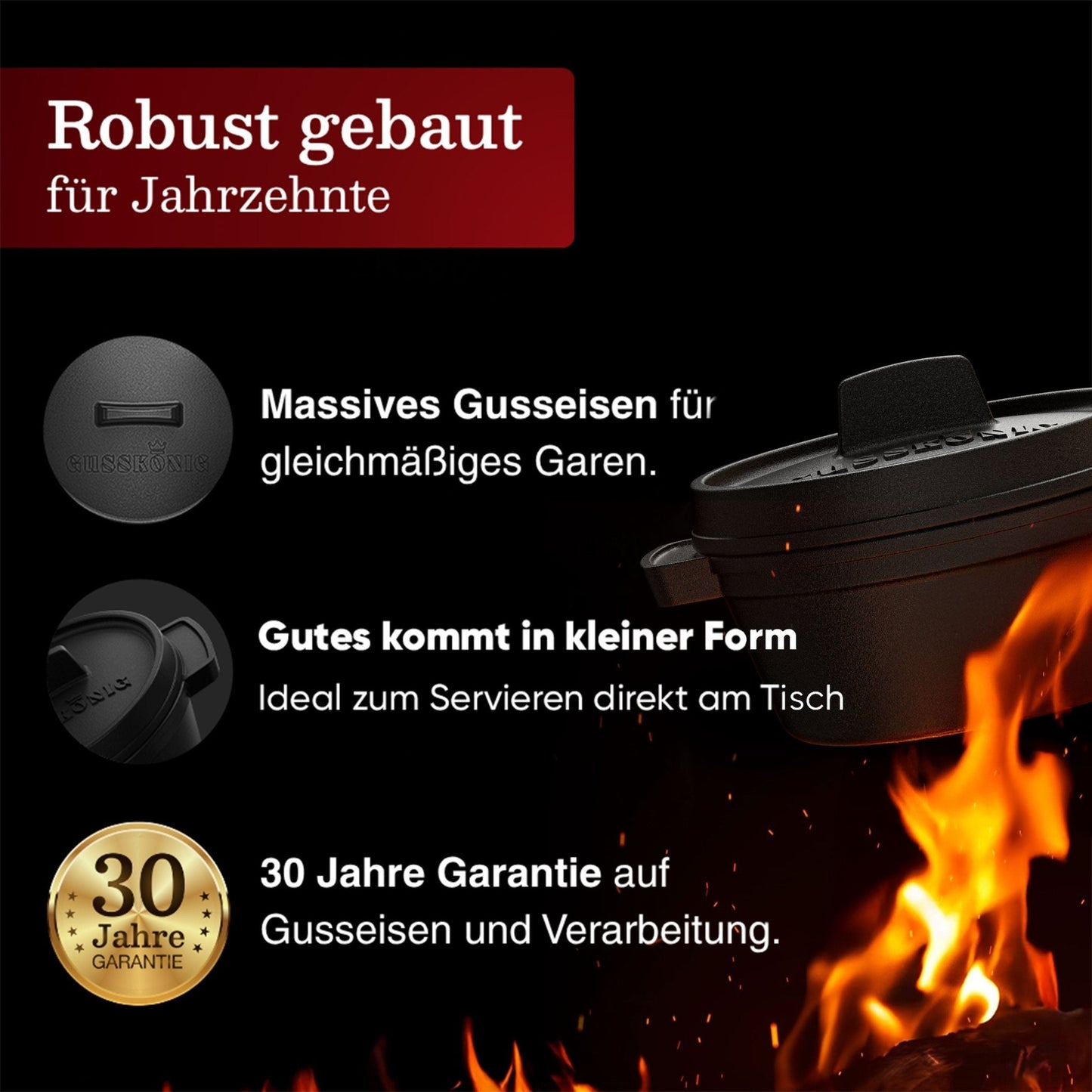 Dutch Oven Set Mini- 300ml Gusseisen Mini Topf mit DeckelOhne PflegepasteGusskönig