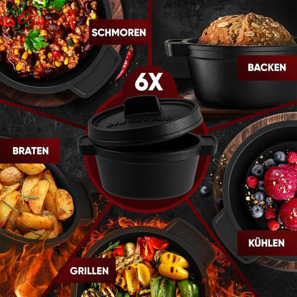 Dutch Oven Set Mini- 300ml Gusseisen Mini Topf mit DeckelOhne PflegepasteGusskönig