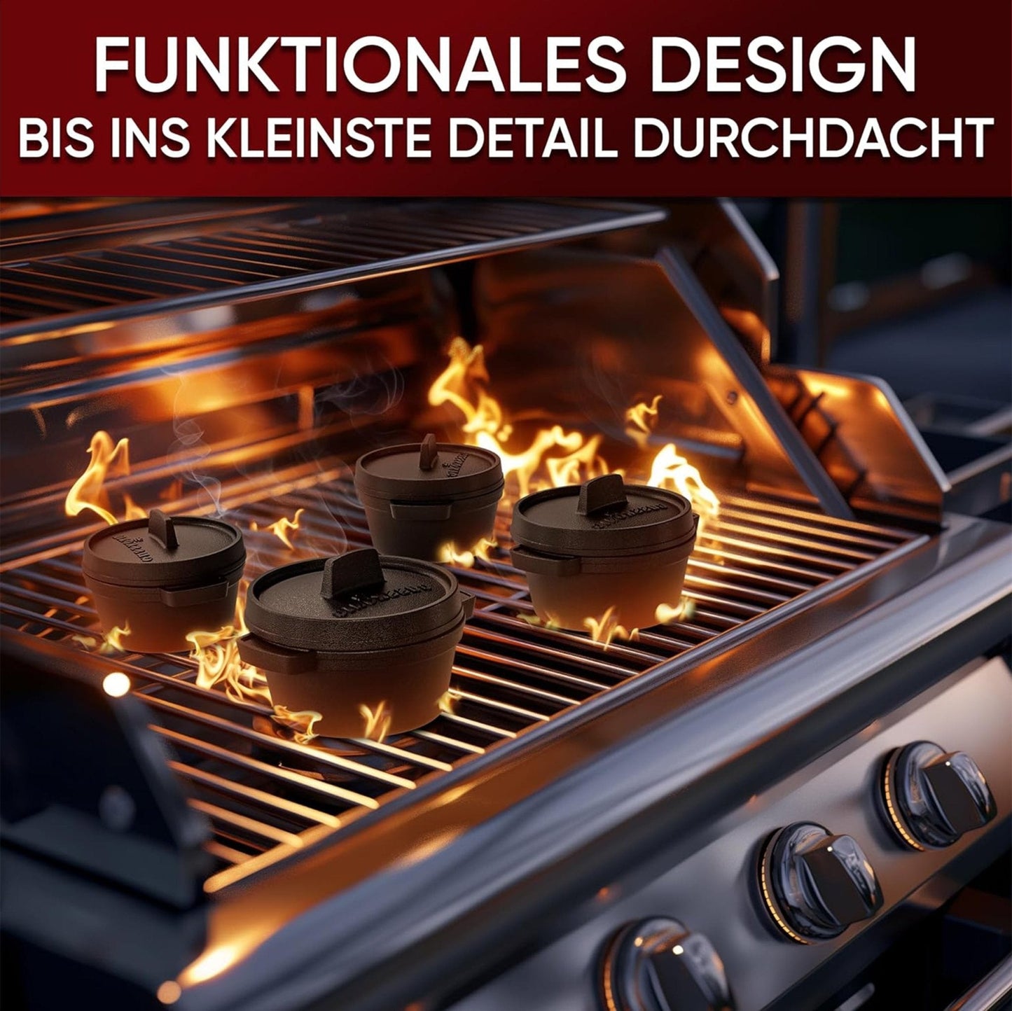 Dutch Oven Set Mini- 300ml Gusseisen Mini Topf mit DeckelMit PflegepasteGusskönig