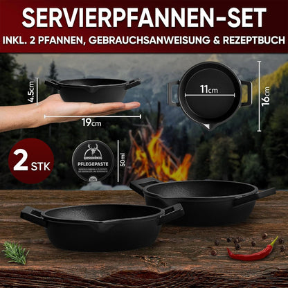 Gusseisen-Grillpfännchen – Kleine PfanneMit PflegepasteGusskönig