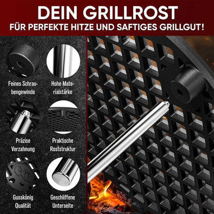 Gusseisen Grillrost Ø30 cm mit Beinen – Dreibein