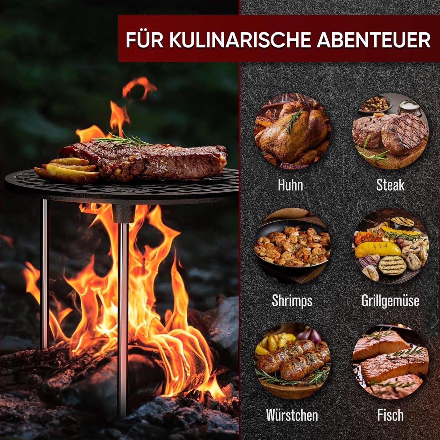Gusseisen Grillrost Ø30 cm mit Beinen – DreibeinMit PflegepasteGusskönig