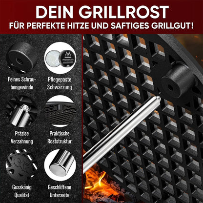 Gusseisen Grillrost Ø30 cm mit Beinen – DreibeinMit PflegepasteGusskönig