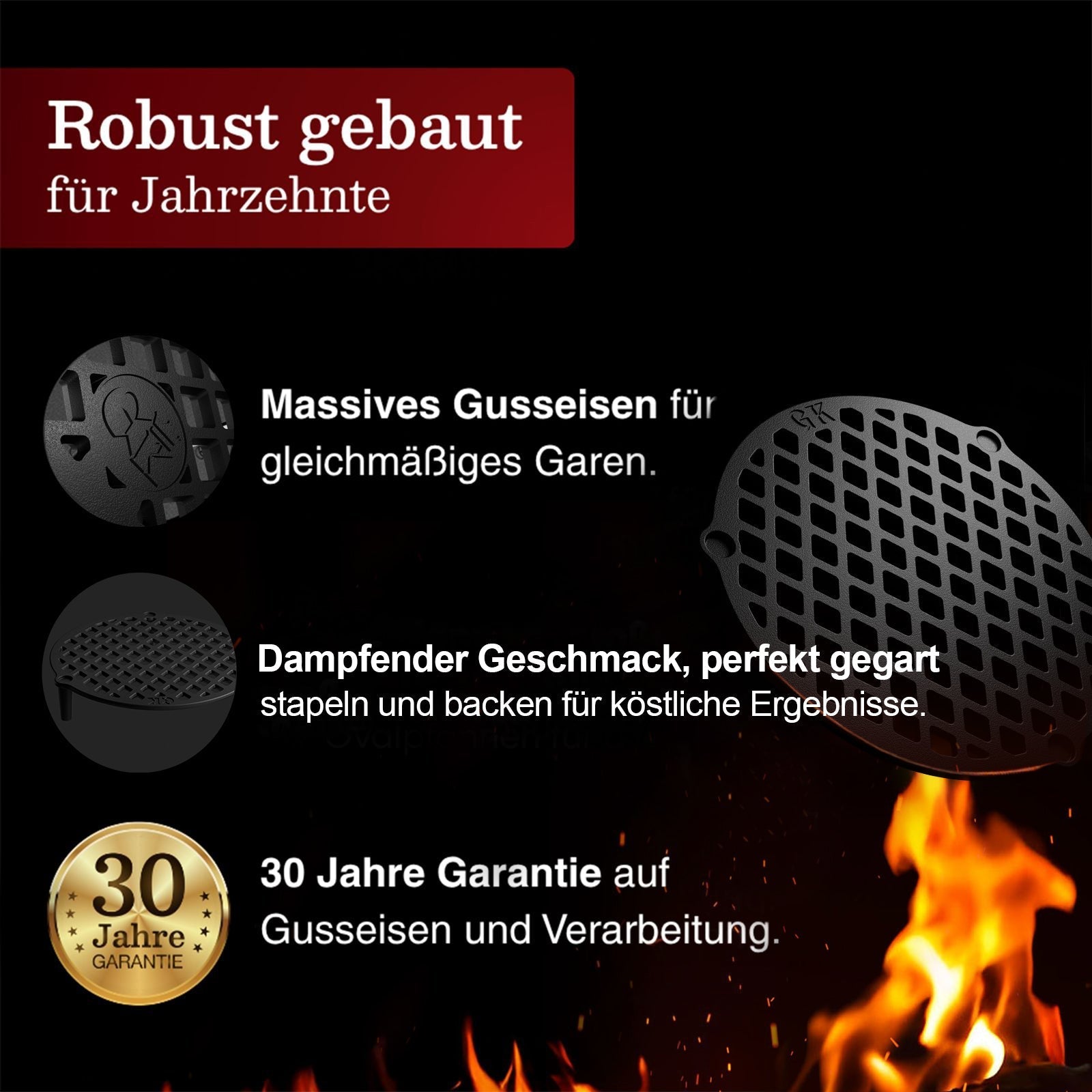 Gusseisen Stapelrost mit Beinen – Dreibein & Feuerrost4.5 LGusskönig