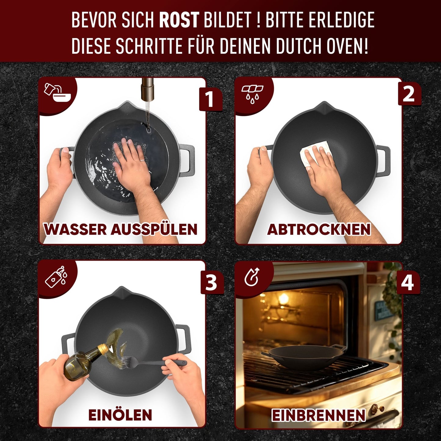 Gusskönig Gusseisen Wok Pfanne