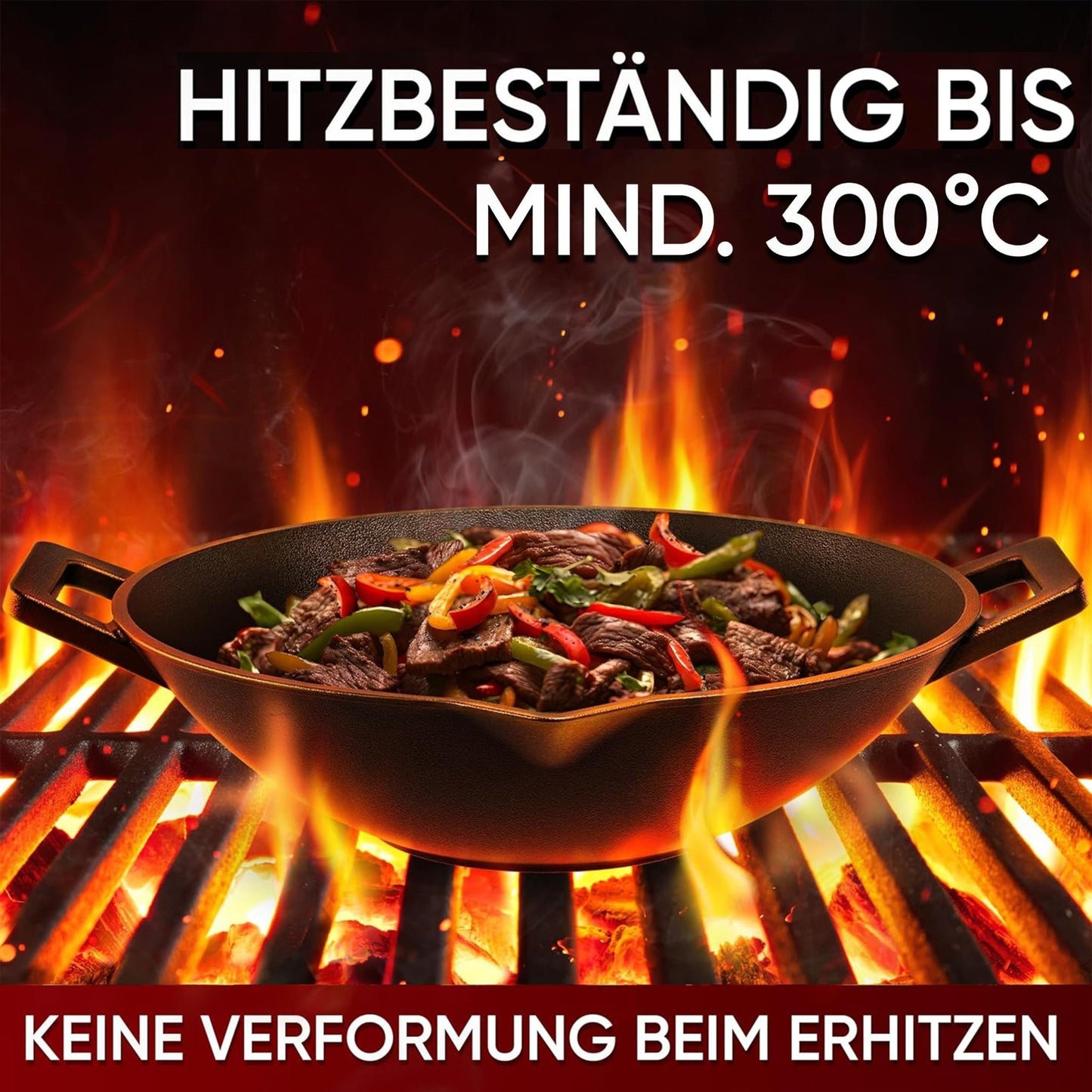 Gusskönig Gusseisen Wok Pfanne