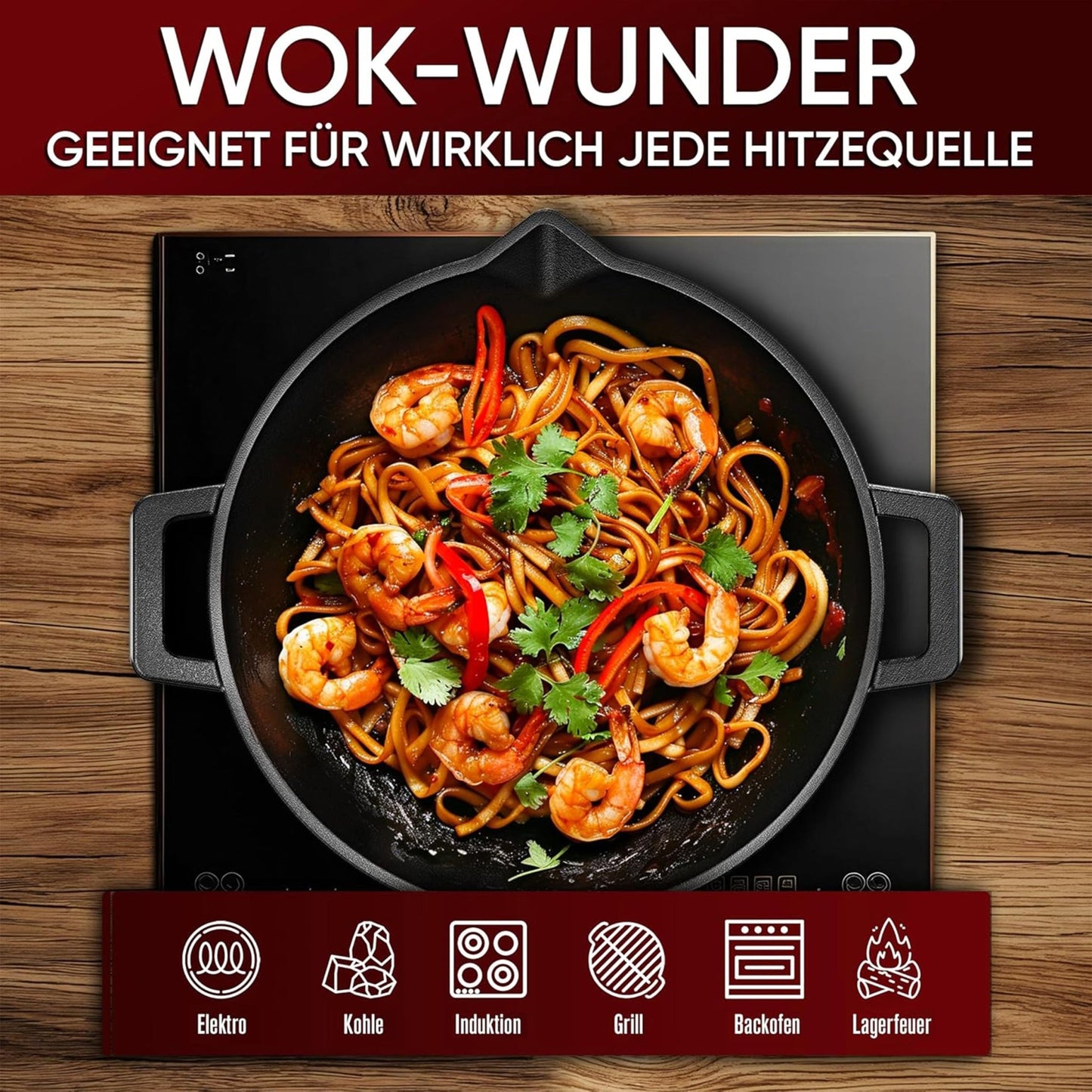 Gusskönig Gusseisen Wok Pfanne