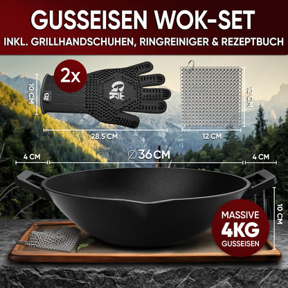 Gusskönig Gusseisen Wok Pfanne