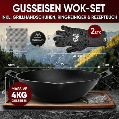 Gusskönig Gusseisen Wok Pfanne