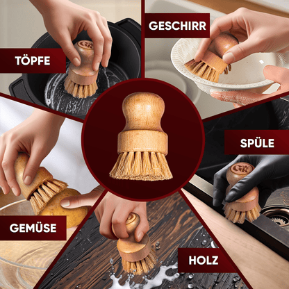 Holz-Spülbürste mit Sisal – schonend für Gusseisen--Gusskönig