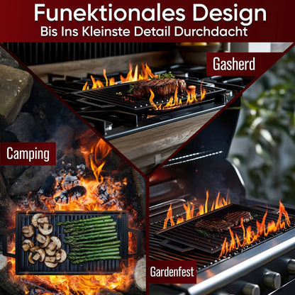 Rechteckige Gusseisen Grillplatte (33 cm)Mit PflegepasteGusskönig